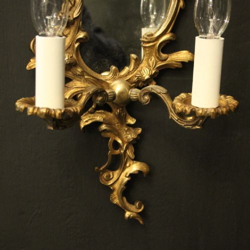 FRENCH PAIR OF GILDED BRONZE ANTIQUE GIRANDOLES - ADDITIONAL PHOTO 3