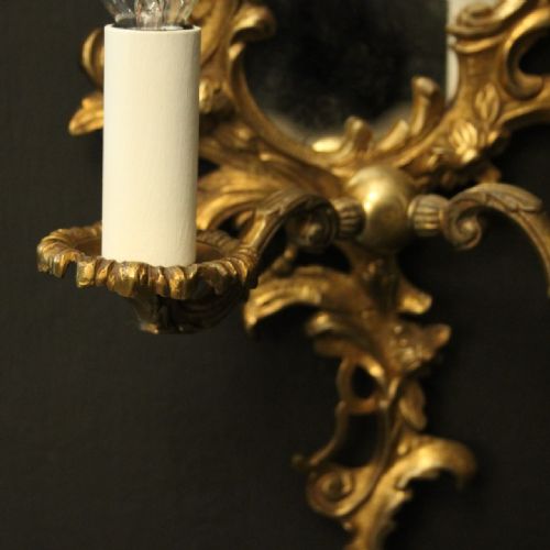 FRENCH PAIR OF GILDED BRONZE ANTIQUE GIRANDOLES - ADDITIONAL PHOTO 4