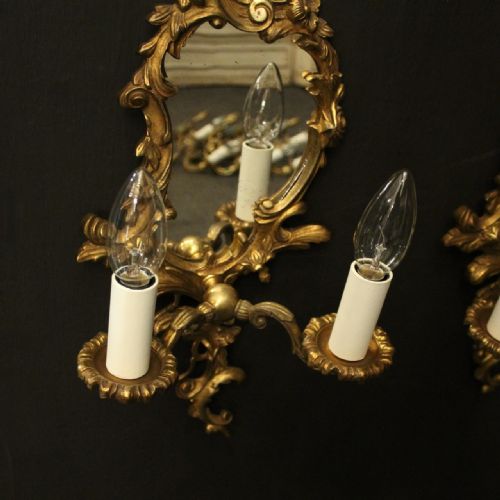 FRENCH PAIR OF GILDED BRONZE ANTIQUE GIRANDOLES - ADDITIONAL PHOTO 5