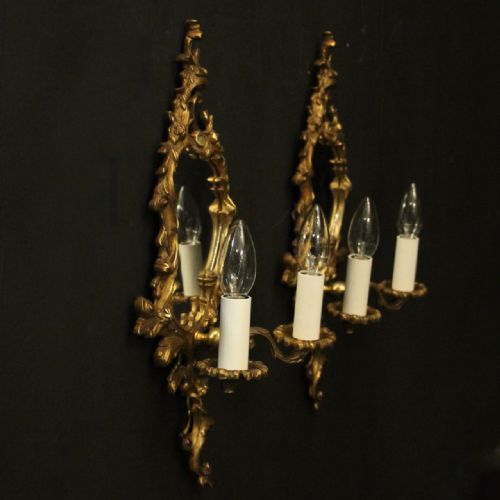 FRENCH PAIR OF GILDED BRONZE ANTIQUE GIRANDOLES - ADDITIONAL PHOTO 9