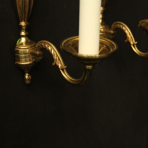 FRENCH PAIR OF GILDED BRONZE SINGLE ARM WALL LIGHTS - ADDITIONAL PHOTO 3