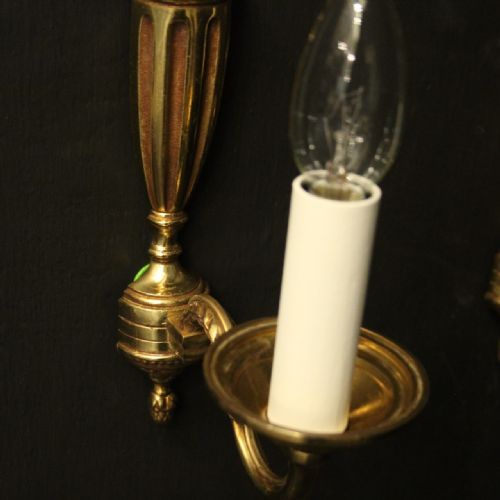 FRENCH PAIR OF GILDED BRONZE SINGLE ARM WALL LIGHTS - ADDITIONAL PHOTO 6