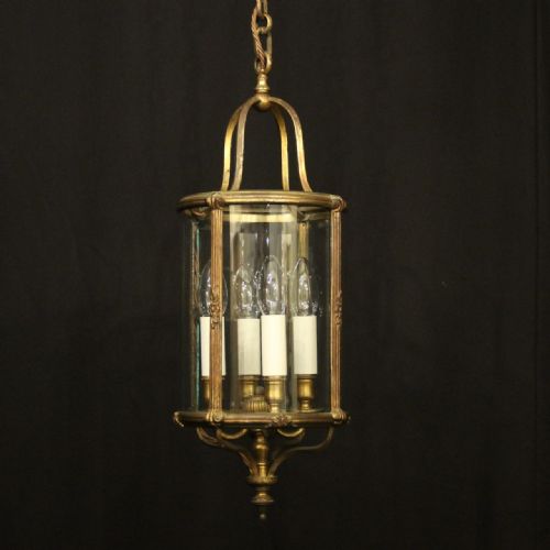 french gilded brass four light antique lantern - CATEGORY: ANTIQUE LIGHTING - DATED 1920