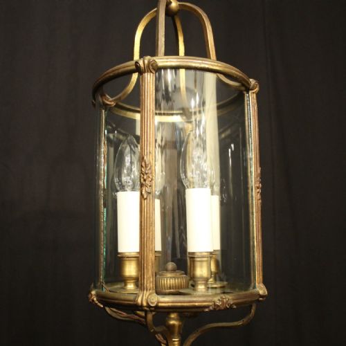 FRENCH GILDED BRASS FOUR LIGHT ANTIQUE LANTERN - ADDITIONAL PHOTO 2
