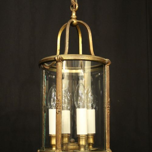 FRENCH GILDED BRASS FOUR LIGHT ANTIQUE LANTERN - ADDITIONAL PHOTO 4