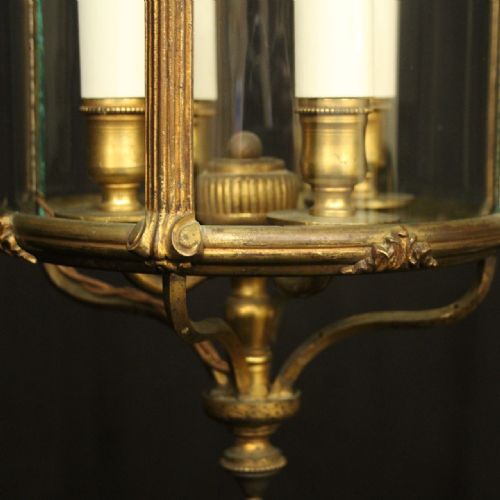 FRENCH GILDED BRASS FOUR LIGHT ANTIQUE LANTERN - ADDITIONAL PHOTO 8