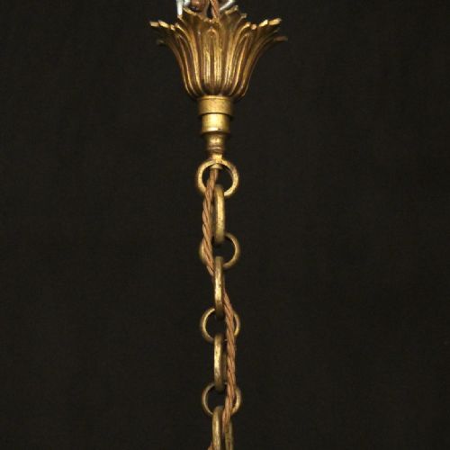 FRENCH GILDED BRASS FOUR LIGHT ANTIQUE LANTERN - ADDITIONAL PHOTO 9