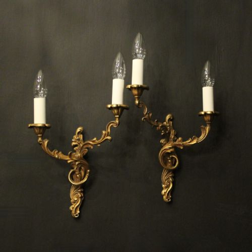 french pair of gilded bronze antique wall lights - CATEGORY: ANTIQUE LIGHTING - DATED 1920