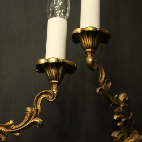 FRENCH PAIR OF GILDED BRONZE ANTIQUE WALL LIGHTS - ADDITIONAL PHOTO 3