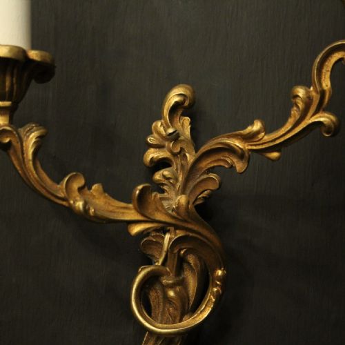 FRENCH PAIR OF GILDED BRONZE ANTIQUE WALL LIGHTS - ADDITIONAL PHOTO 4