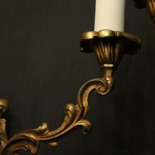 FRENCH PAIR OF GILDED BRONZE ANTIQUE WALL LIGHTS - ADDITIONAL PHOTO 7