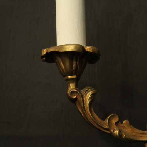 FRENCH PAIR OF GILDED BRONZE ANTIQUE WALL LIGHTS - ADDITIONAL PHOTO 8