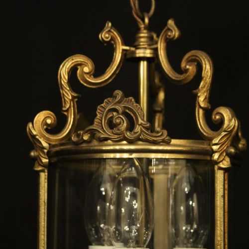 FRENCH GILDED BRONZE TRIPLE LIGHT HALL LANTERN - ADDITIONAL PHOTO 8