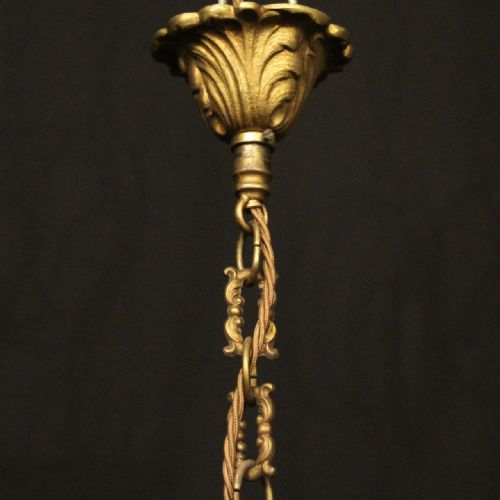 FRENCH GILDED BRONZE TRIPLE LIGHT HALL LANTERN - ADDITIONAL PHOTO 9