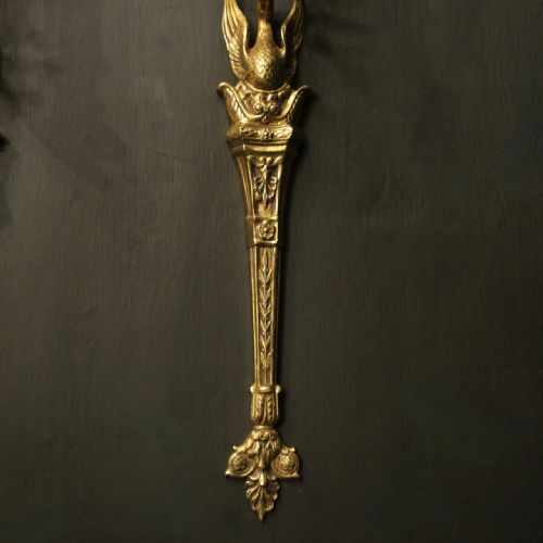 FRENCH PAIR OF EMPIRE GILDED BRONZE ANTIQUE WALL LIGHTS - ADDITIONAL PHOTO 7