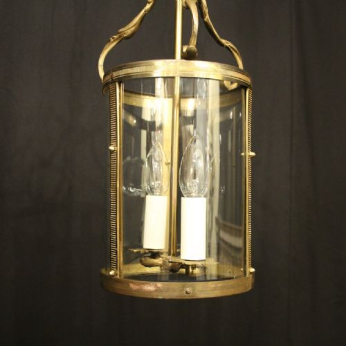 FRENCH GILDED BRASS TWIN LIGHT ANTIQUE LANTERN - ADDITIONAL PHOTO 1