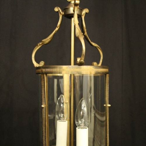 FRENCH GILDED BRASS TWIN LIGHT ANTIQUE LANTERN - ADDITIONAL PHOTO 3