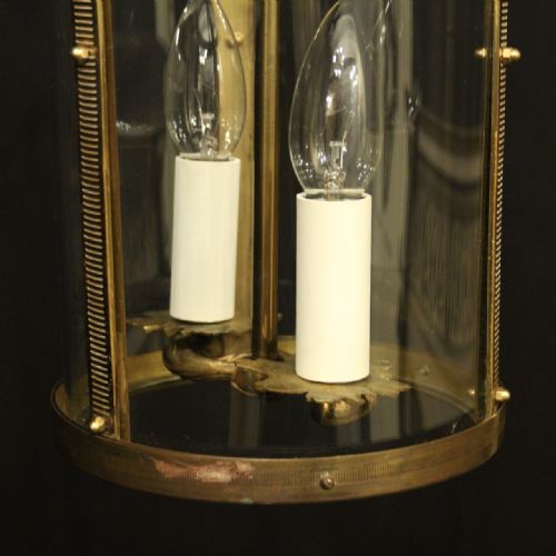 FRENCH GILDED BRASS TWIN LIGHT ANTIQUE LANTERN - ADDITIONAL PHOTO 5