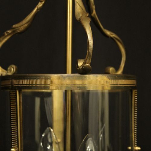 FRENCH GILDED BRASS TWIN LIGHT ANTIQUE LANTERN - ADDITIONAL PHOTO 6