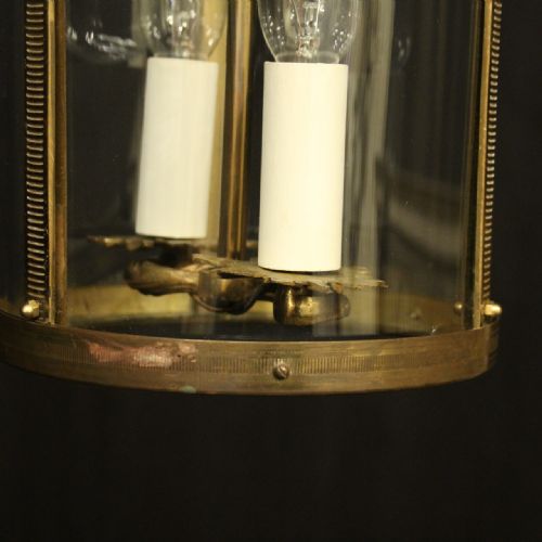 FRENCH GILDED BRASS TWIN LIGHT ANTIQUE LANTERN - ADDITIONAL PHOTO 7