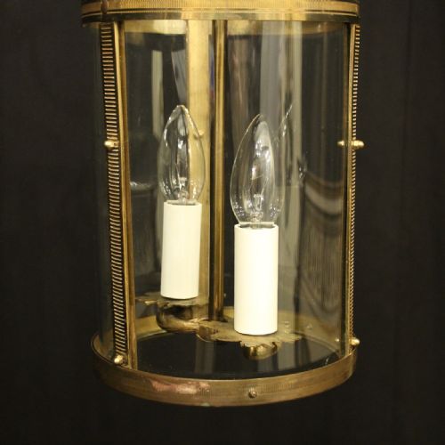 FRENCH GILDED BRASS TWIN LIGHT ANTIQUE LANTERN - ADDITIONAL PHOTO 8