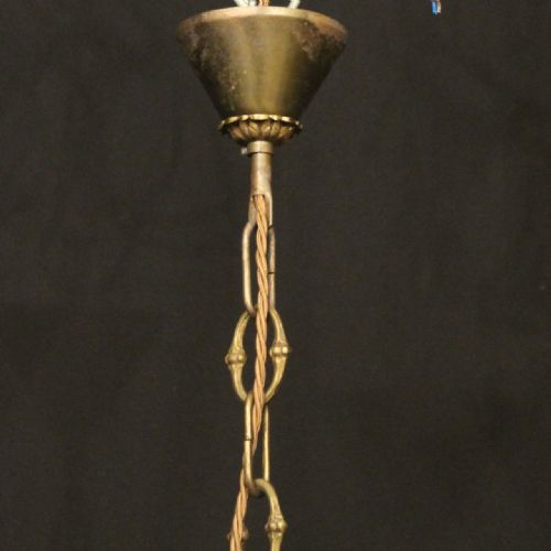FRENCH GILDED BRASS TWIN LIGHT ANTIQUE LANTERN - ADDITIONAL PHOTO 9