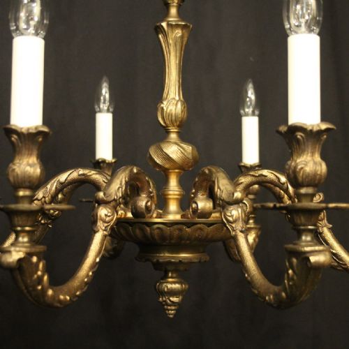 FRENCH GILDED BRONZE 8 LIGHT ANTIQUE CHANDELIER - ADDITIONAL PHOTO 4