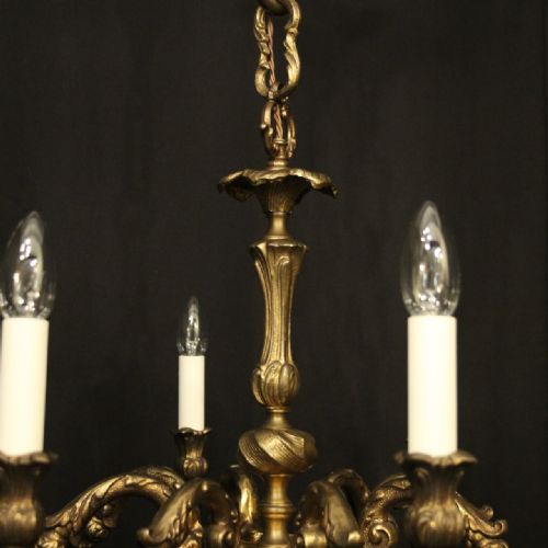 FRENCH GILDED BRONZE 8 LIGHT ANTIQUE CHANDELIER - ADDITIONAL PHOTO 5
