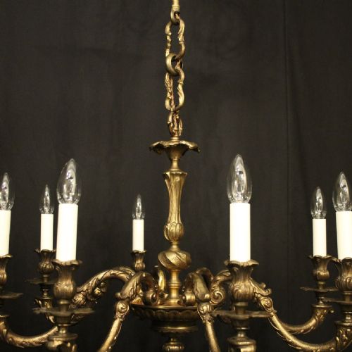 FRENCH GILDED BRONZE 8 LIGHT ANTIQUE CHANDELIER - ADDITIONAL PHOTO 7
