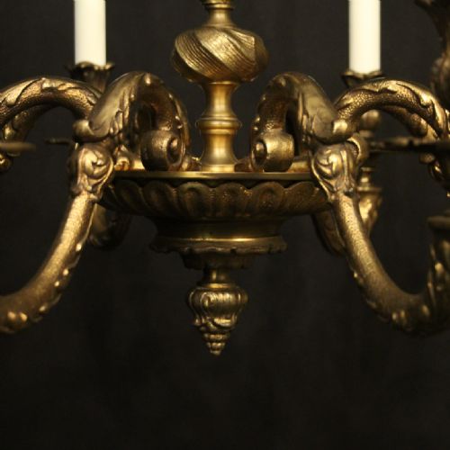 FRENCH GILDED BRONZE 8 LIGHT ANTIQUE CHANDELIER - ADDITIONAL PHOTO 8