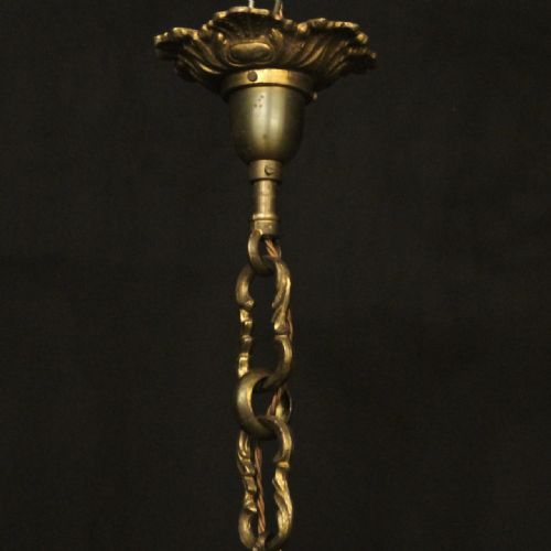 FRENCH GILDED BRONZE 8 LIGHT ANTIQUE CHANDELIER - ADDITIONAL PHOTO 9