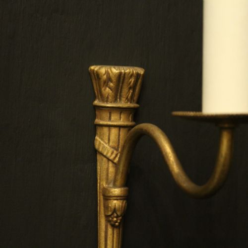 FRENCH PAIR OF SINGLE ARM ANTIQUE WALL LIGHTS - ADDITIONAL PHOTO 2