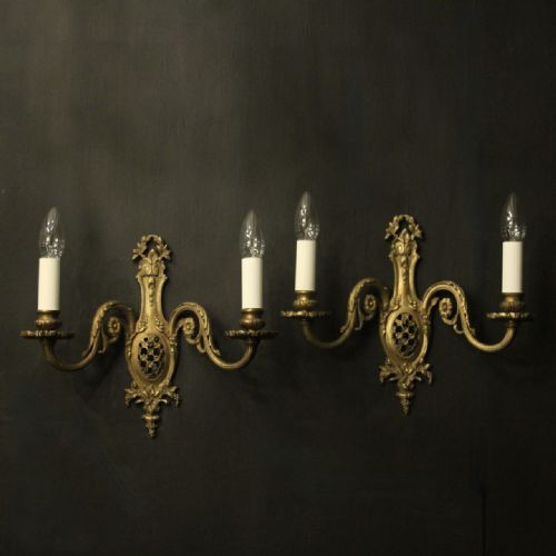 french pair of gilded bronze antique wall lights - CATEGORY: ANTIQUE LIGHTING - DATED 1910