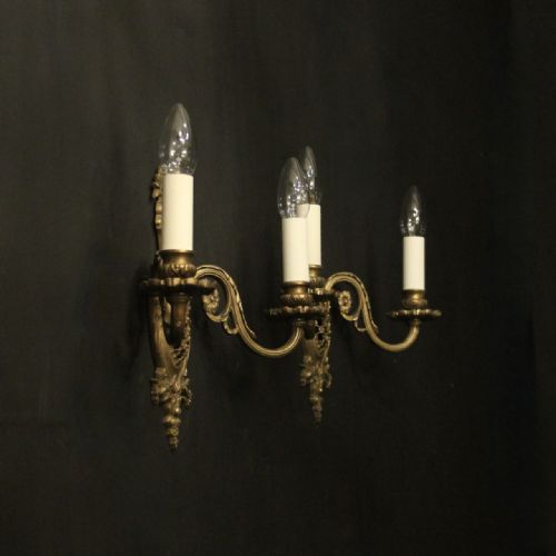 FRENCH PAIR OF GILDED BRONZE ANTIQUE WALL LIGHTS - ADDITIONAL PHOTO 9