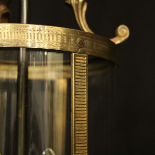 FRENCH GILDED BRASS TWIN LIGHT ANTIQUE CONVEX LANTERN - ADDITIONAL PHOTO 4