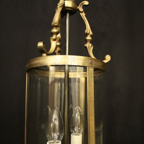 FRENCH GILDED BRASS TWIN LIGHT ANTIQUE CONVEX LANTERN - ADDITIONAL PHOTO 5