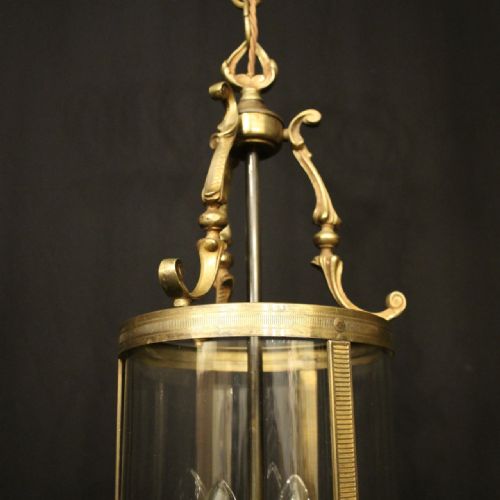 FRENCH GILDED BRASS TWIN LIGHT ANTIQUE CONVEX LANTERN - ADDITIONAL PHOTO 6