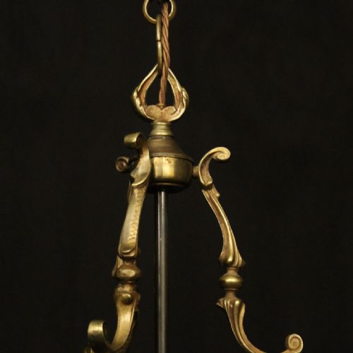 FRENCH GILDED BRASS TWIN LIGHT ANTIQUE CONVEX LANTERN - ADDITIONAL PHOTO 8