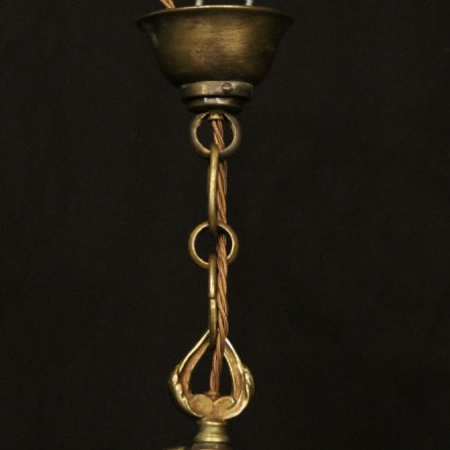 FRENCH GILDED BRASS TWIN LIGHT ANTIQUE CONVEX LANTERN - ADDITIONAL PHOTO 9