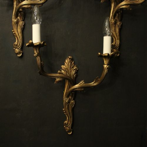 FRENCH SET OF 3 TWIN ARM WALL LIGHTS - ADDITIONAL PHOTO 1