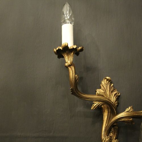 FRENCH SET OF 3 TWIN ARM WALL LIGHTS - ADDITIONAL PHOTO 3