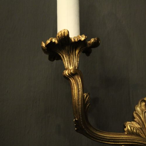 FRENCH SET OF 3 TWIN ARM WALL LIGHTS - ADDITIONAL PHOTO 4