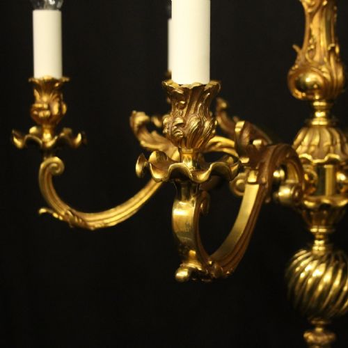 FRENCH GILDED BRONZE 6 LIGHT CHANDELIER - ADDITIONAL PHOTO 2