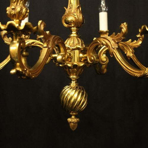 FRENCH GILDED BRONZE 6 LIGHT CHANDELIER - ADDITIONAL PHOTO 4