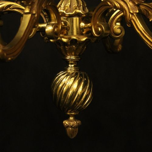 FRENCH GILDED BRONZE 6 LIGHT CHANDELIER - ADDITIONAL PHOTO 5