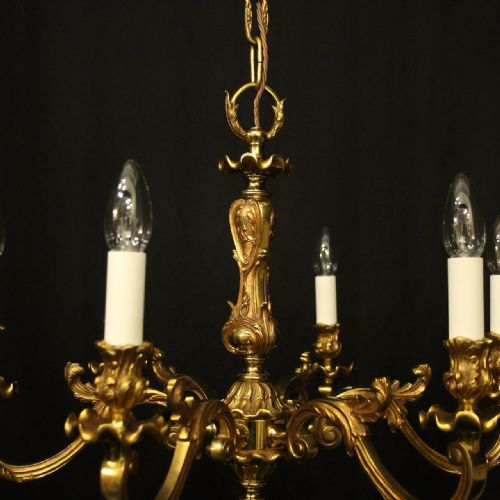 FRENCH GILDED BRONZE 6 LIGHT CHANDELIER - ADDITIONAL PHOTO 6