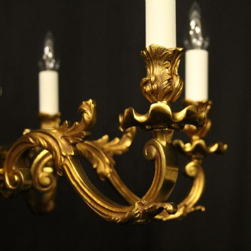 FRENCH GILDED BRONZE 6 LIGHT CHANDELIER - ADDITIONAL PHOTO 8