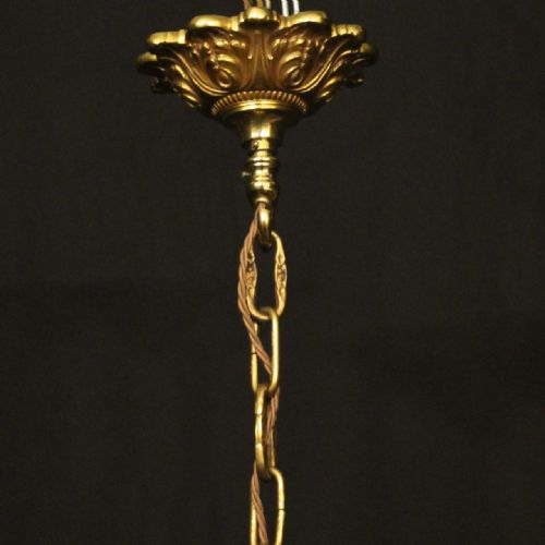 FRENCH GILDED BRONZE 6 LIGHT CHANDELIER - ADDITIONAL PHOTO 9