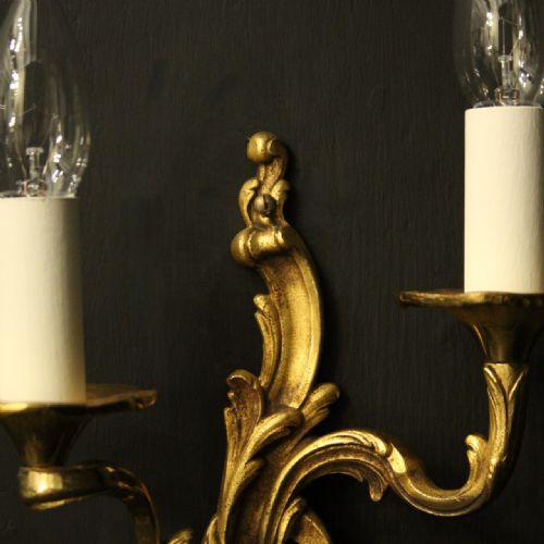 FRENCH PAIR OF GILDED BRONZE ANTIQUE WALL LIGHTS - ADDITIONAL PHOTO 3