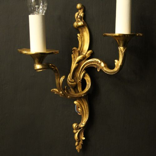 FRENCH PAIR OF GILDED BRONZE ANTIQUE WALL LIGHTS - ADDITIONAL PHOTO 4